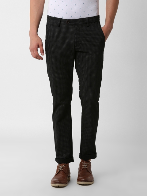 

Peter England Casuals Men Black Slim Fit Solid Regular Trousers