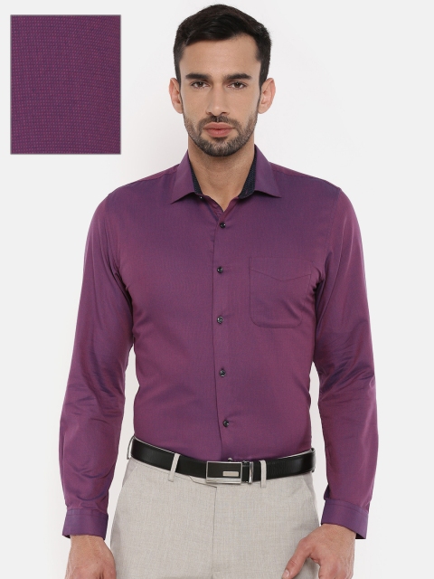 

Peter England Men Purple Slim Fit Self Design Formal Shirt