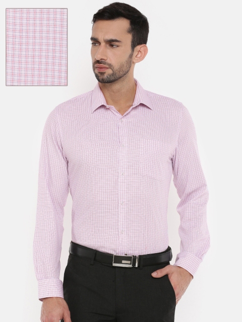 

Peter England Men Pink & Blue Slim Fit Checked Formal Shirt