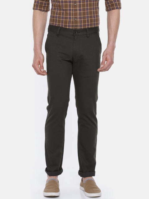 

Peter England Casuals Men Charcoal Grey Slim Fit Solid Regular Trousers
