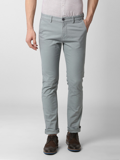 

Peter England Casuals Men Grey Slim Fit Solid Regular Trousers