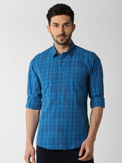 

Peter England Casuals Men Blue Slim Fit Checked Casual Shirt
