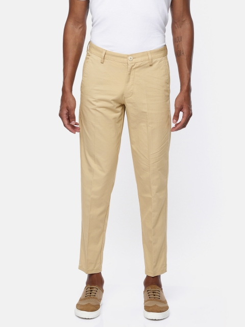 

Peter England Casuals Men Beige Carrot Slim Fit Solid Chinos