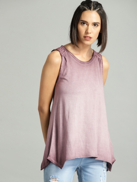 

Roadster Women Taupe Solid A-Line Pure Cotton Top