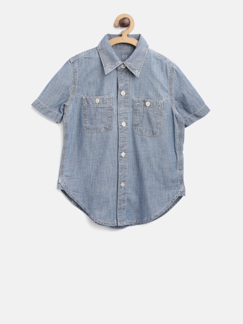 

GAP Boy Chambray Short Sleeve Shirt, Blue