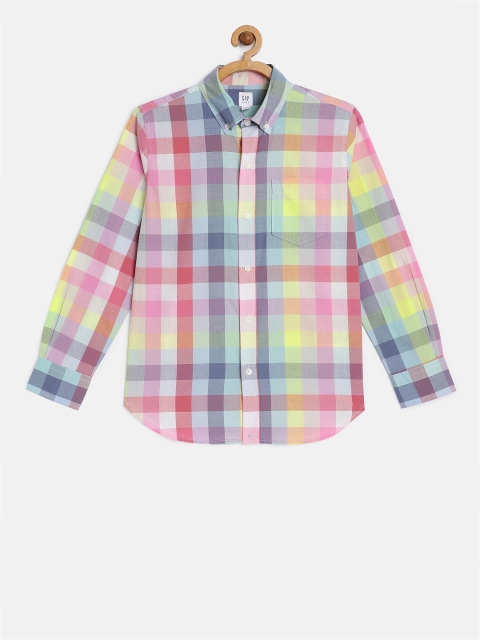 

GAP Boys Multicoloured Poplin Plaid Long Sleeve Shirt, Multi