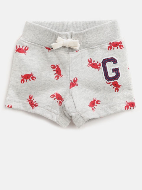 

GAP Baby Boy Print Gap Logo Shorts, Grey melange