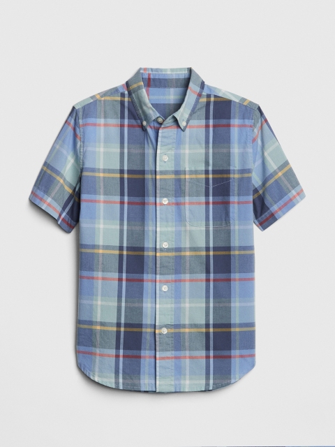 

GAP Men's Buffalo Plaid Flannel Shirt, Blue