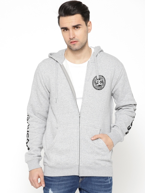 

DC Men Grey Melange Solid Hooded Sweatshirt