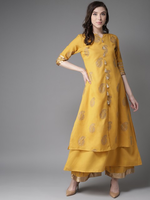 

Moda Rapido Women Mustard Yellow Printed Kurta with Palazzos