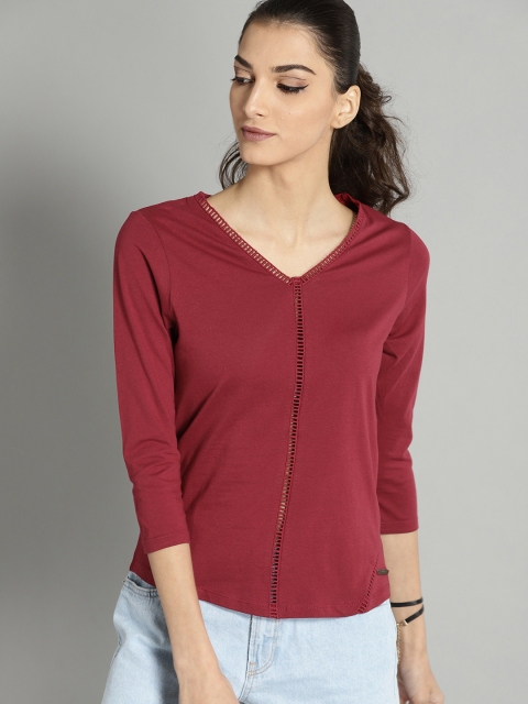 

Roadster Women Maroon Solid Top