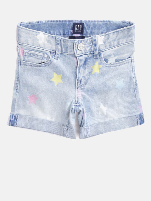 

GAP Girls Star Print Denim Shorts, Blue