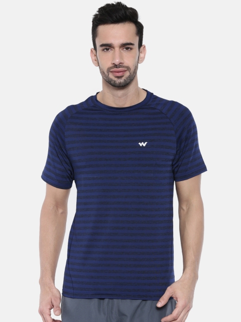 

Wildcraft Men Navy Blue & Black Striped Round Neck T-shirt