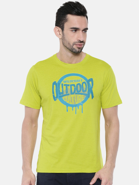 

Wildcraft Men Lime Green Printed Round Neck T-shirt