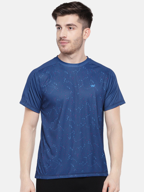 

Wildcraft Men Navy Blue Printed Round Neck T-shirt
