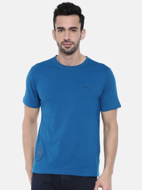 

Wildcraft Men Blue Solid Round Neck T-shirt
