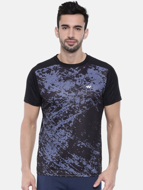 

Wildcraft Men Black & Blue Printed Round Neck Running T-shirt