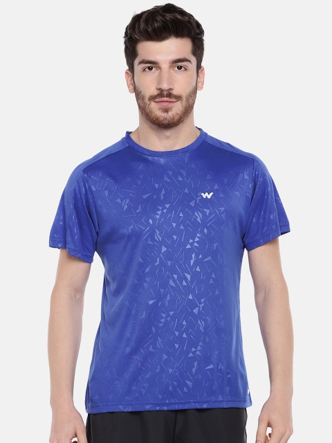 

Wildcraft Men Blue Printed Round Neck Active Embo Cre T-shirt