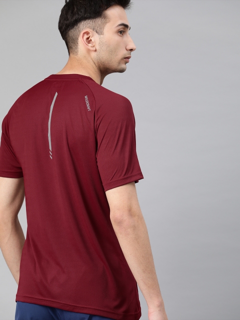 

Wildcraft Men Maroon Solid Round Neck T-shirt