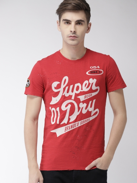 

Superdry Men Red Printed Round Neck T-shirt