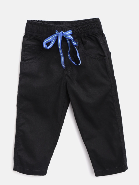 

612 league Boys Black Regular Fit Solid Trousers