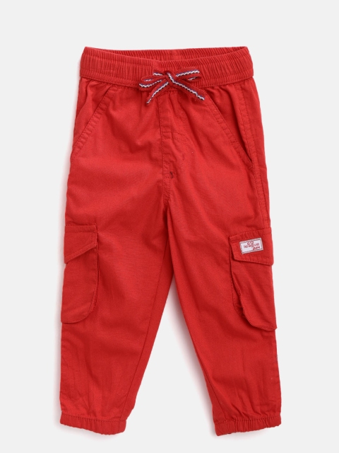

612 league Boys Red Regular Fit Solid Joggers