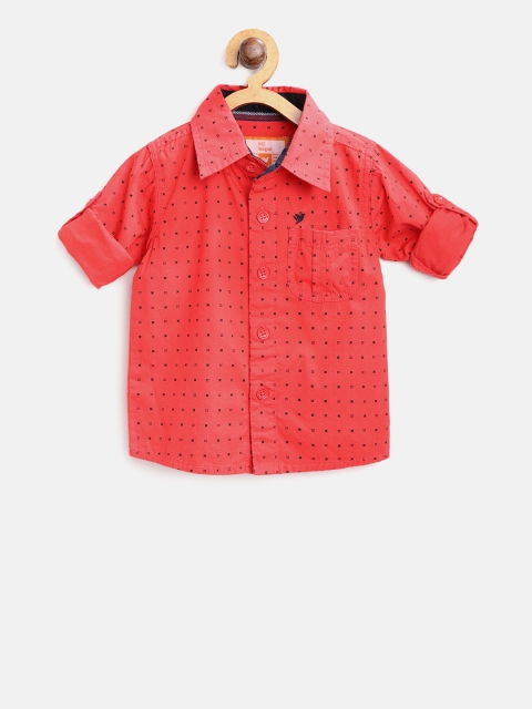 

612 league Boys Red & Black Regular Fit Printed Casual Shirt
