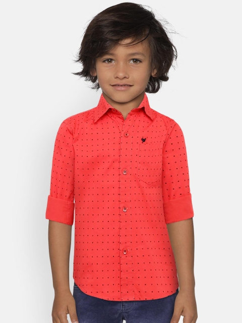 

612 league Boys Red & Black Regular Fit Printed Casual Shirt