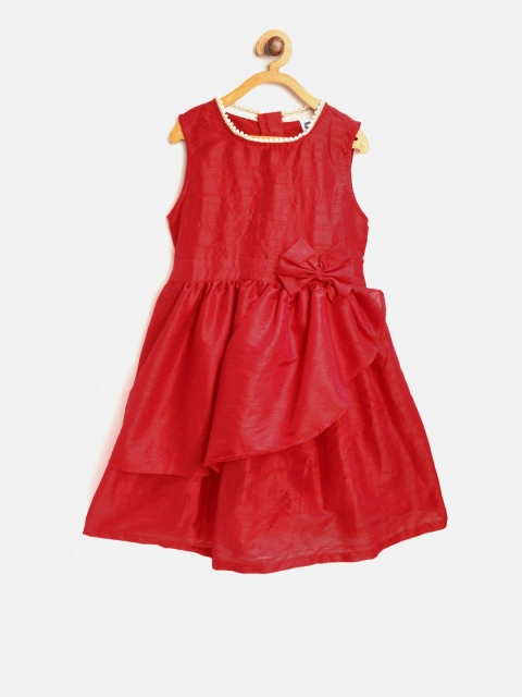 

612 league Girls Red Solid Layered Fit & Flare Dress