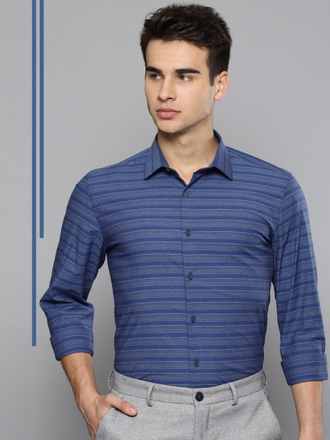 

Louis Philippe Ath.Work Men Blue Slim Fit Striped Smart Casual Shirt