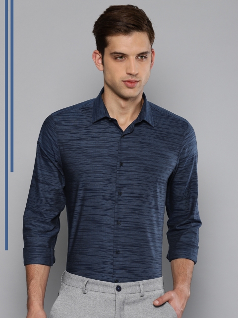 

Louis Philippe Ath.Work Men Navy Super Slim Fit Striped Smart Casual Shirt, Navy blue