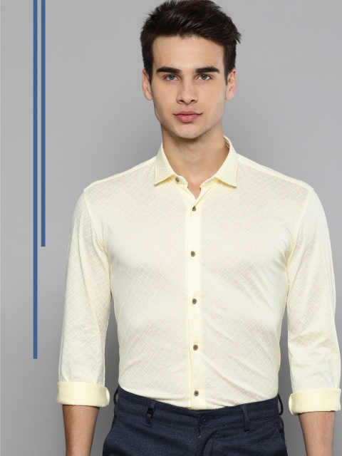 

Louis Philippe Ath.Work Men Yellow Super Slim Fit Printed Formal Shirt