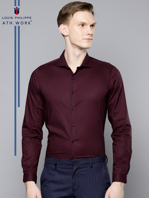 

Louis Philippe Ath.Work Men Burgundy Slim Fit Printed Smart Casual Shirt