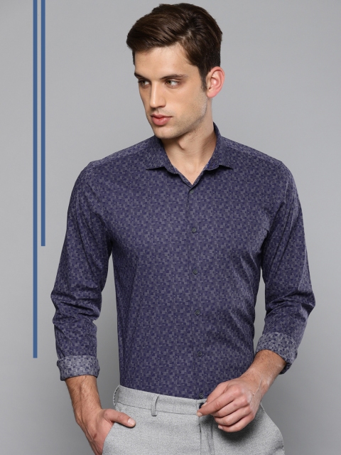 

Louis Philippe Ath.Work Men Purple Slim Fit Printed Smart Casual Shirt