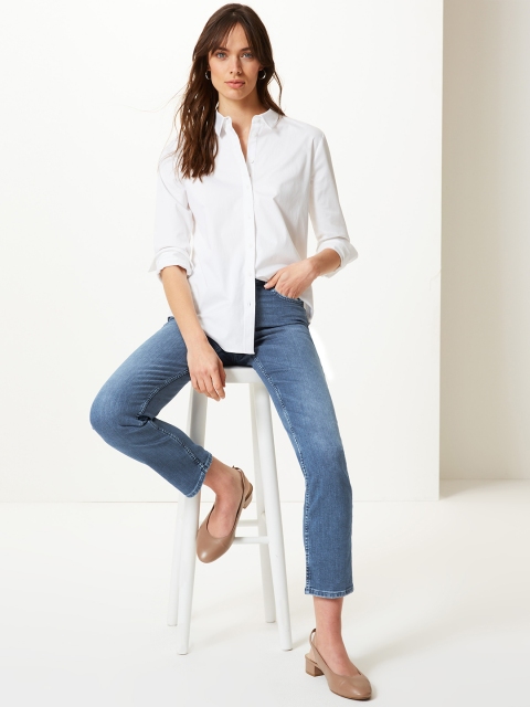 

Marks & Spencer Women Blue Regular Fit Mid-Rise Clean Look Stretchable Jeans