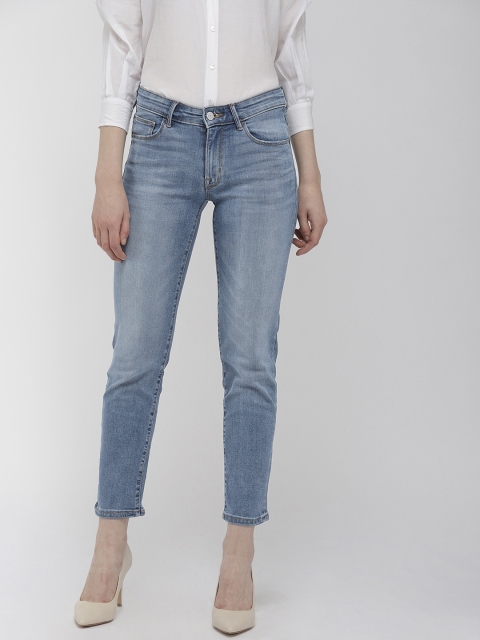 

Marks & Spencer Women Blue Regular Fit Mid-Rise Clean Look Stretchable Cropped Jeans
