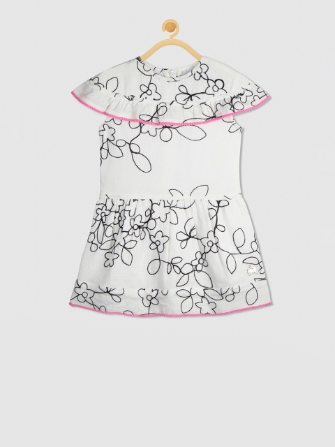 

Cherry Crumble Girls White Solid Fit and Flare Dress