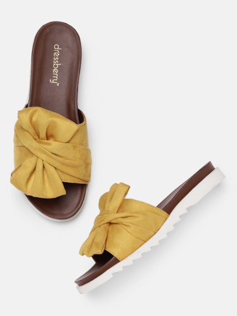 

DressBerry Women Yellow Solid Open Toe Flats