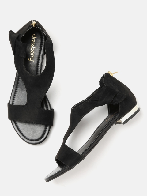 

DressBerry Women Black Solid Open Toe Flats