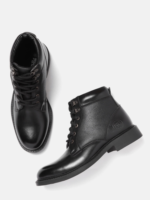 

Roadster Men Black Solid Mid-Top Flat Boots