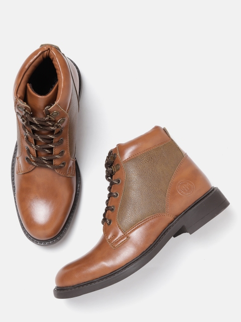 

Roadster Men Brown Solid Mid-Top Flat Boots