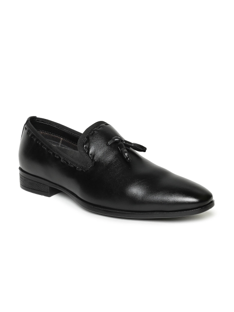 

INVICTUS Men Black Leather Solid Semi Formal Slip-Ons