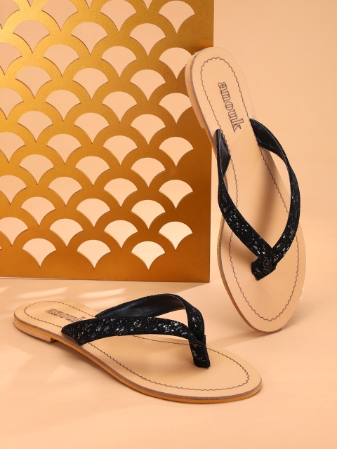 

Anouk Women Black Printed Open Toe Flats