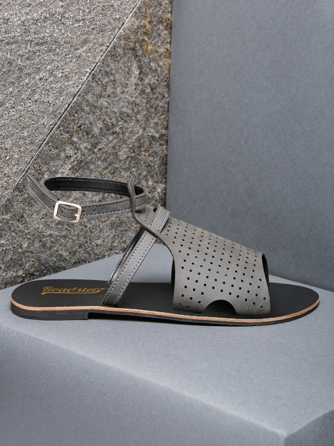 

Roadster Women Charcoal Grey Perforated Open Toe Flats