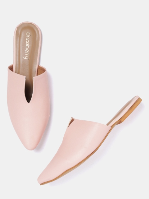 

DressBerry Women Pink Solid Mules