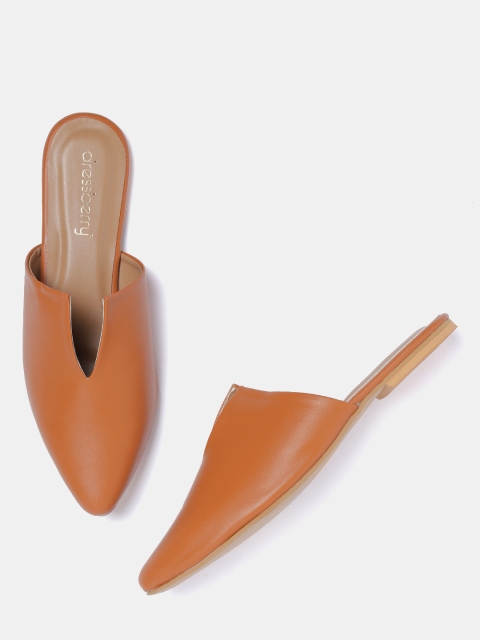 

DressBerry Women Tan Brown Solid Mules