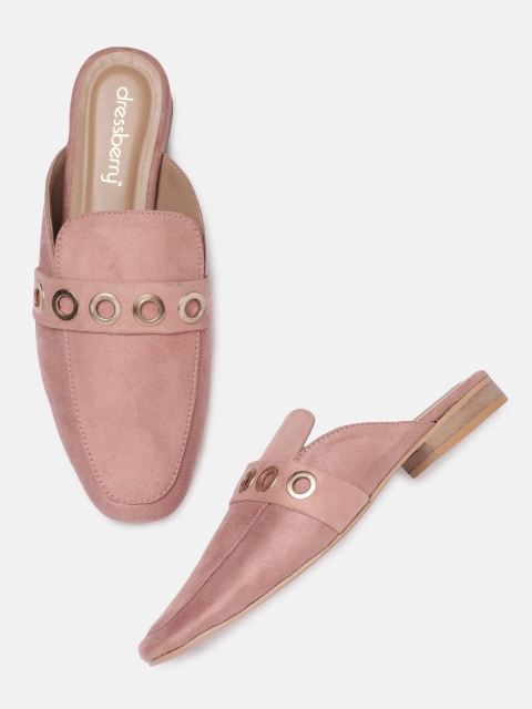

DressBerry Women Pink Solid Mules