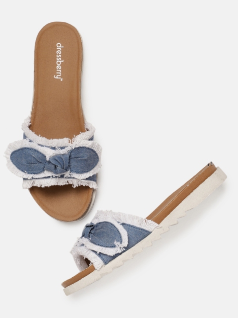 

DressBerry Women Blue Solid Open Toe Flats