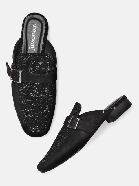 

DressBerry Women Black Printed Mules