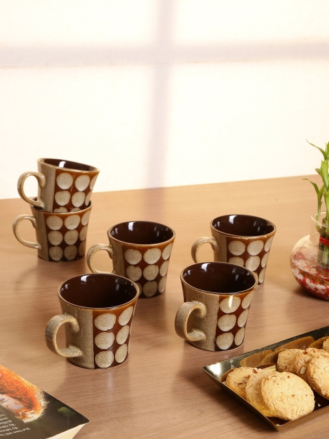 

GOODHOMES Brown 12-Piece Textured Stoneware Coffee Mugs